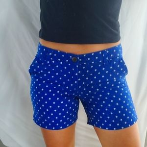 Blue and white polka dot shorts
